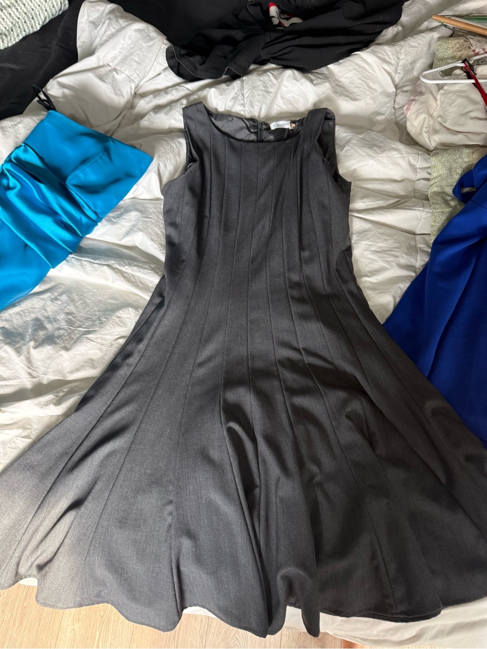 Classic heather grey Fit-and-Flare Sleeveless Dress